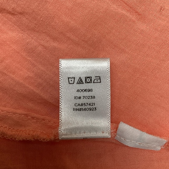 Ann Taylor Loft Embroidered Tie Blouse Orange BOHO Peasant Cottage Core Hippy - Picture 10 of 13